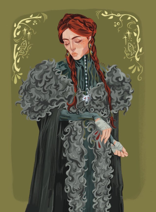 obsessed with this catelyn fanart her gorgeous dress HER HAND SCARS