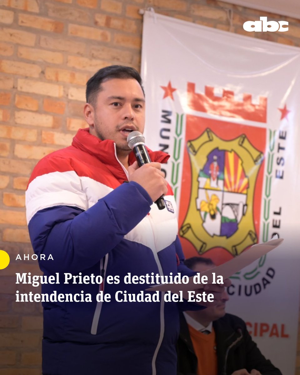 #AHORA| Con votos en mayoría, Diputados destituyen de la intendencia de Ciudad del Este a Miguel Prieto.

📲 abc.com.py