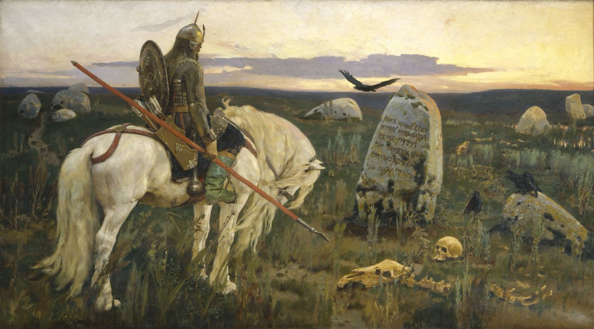 cartographer_s's tweet image. A Knight at a Crossroads - Viktor Vasnetsov, 1882