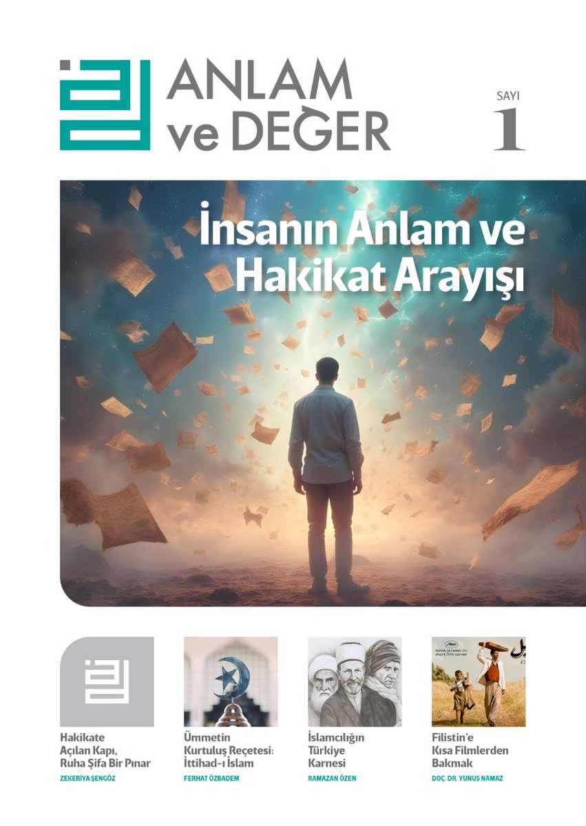 Anlam ve Değer Dergisi 1. sayısı çıktı. 

Kelimelerin sahibi olan Allah'a hamdolsun. 

Yeni bir başlangıç için karşınızdayız. Anlam ve Değer Dergisi olarak sizlerle buluşmanın heyecanı içindeyiz.