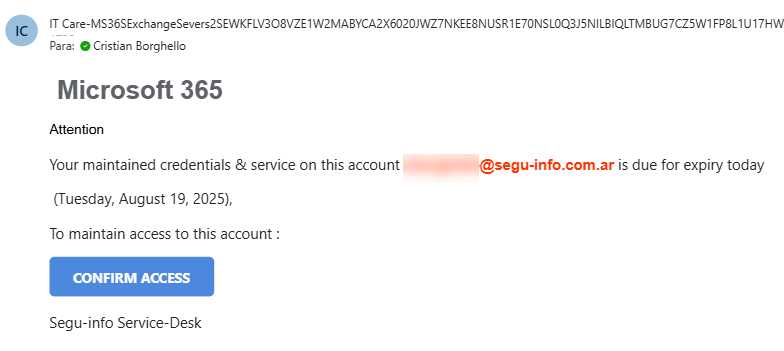 SeguInfo's tweet photo. 🚨OJO: están llegando correos #phishing completamente orientados a la empresa atacada. Simulan provenir de MS y redireccionan a páginas falsas de Office para robar creds.
Activen 2FA SIEMPRE! https://t.co/ThGW8HOQn8