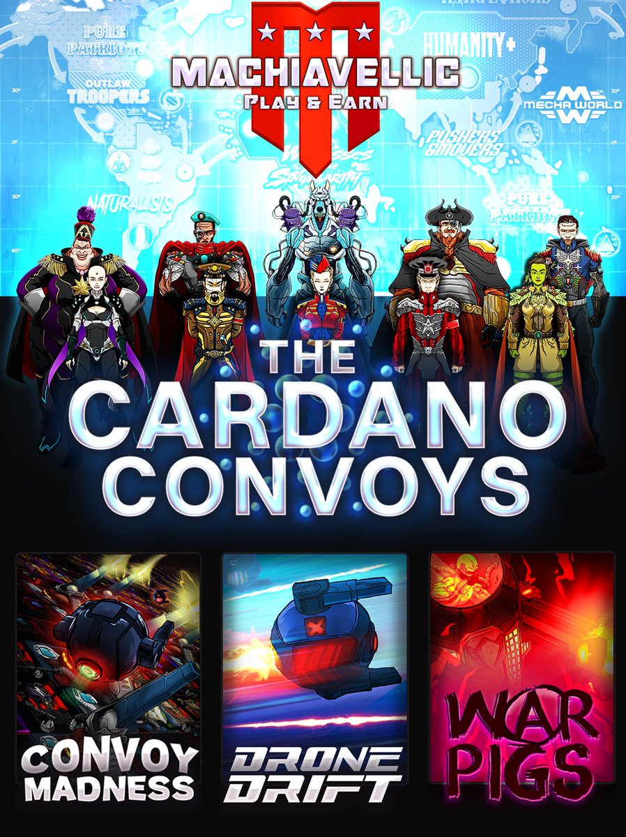 🤖 Season 0.1 Resumes soon 🤖
Check it out now on our freshly redesigned site. The war escalates, racing ignites, and the convoys prepare to march.

Get your Officers. Arm them. Prepare for glory.
👉 machiavellic.io/cardano-convoy…

#gaming #web3game #gamedev #nftgaming #cardano #wax