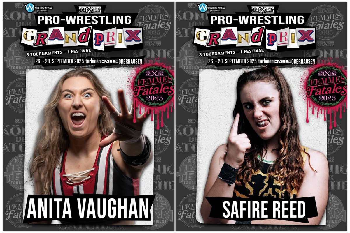 Honeycakeman (Insta: wrestling_focus) (@honeycakeman) on Twitter photo Happy me! ❤️
wXw Femmes Fatales during wXw Pro-Wrestling Grand Prix next month will be Hyperactive! 👏
<a href="/imAnitaVaughan/">‘AV’ Anita Vaughan</a> & <a href="/safirewrestler/">Safire Reed ☣️</a>
<a href="/wXwGermany/">wXw Germany</a> Happy me! ❤️
wXw Femmes Fatales during wXw Pro-Wrestling Grand Prix next month will be Hyperactive! 👏
<a href="/imAnitaVaughan/">‘AV’ Anita Vaughan</a> & <a href="/safirewrestler/">Safire Reed ☣️</a>
<a href="/wXwGermany/">wXw Germany</a>