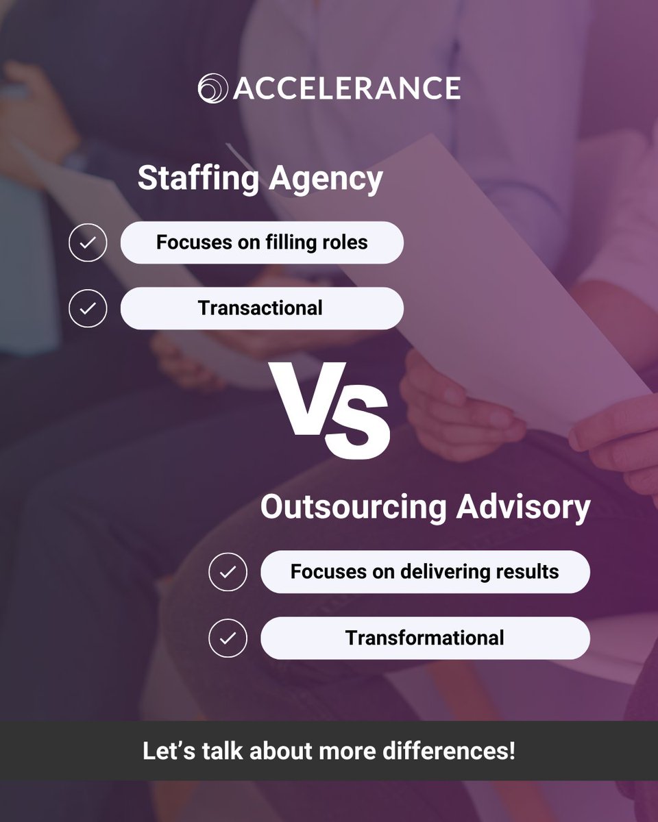 Staffing fills roles fast. Advisory delivers results with a long-term plan. One is transactional. The other is transformational. Find your solution: hubs.la/Q03D21Ng0  

#Outsourcing #outsourcingadvisory #staffingvsadvisory #outsourcingstrategy