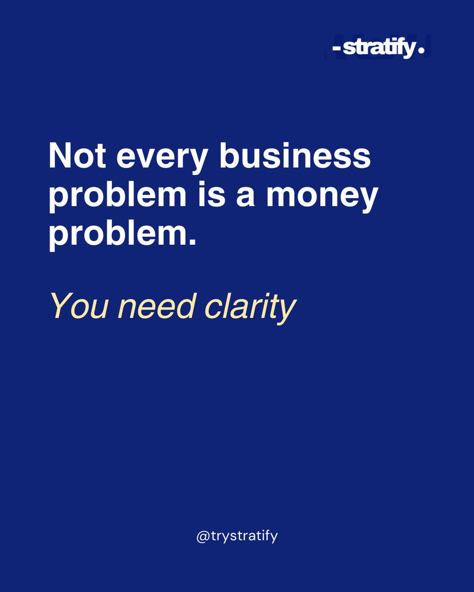 trystratify's tweet photo. A lot of founders think they need funding to fix what’s broken. 

But more money won’t fix:

- A messy offer
- Unclear goals
- Disorganized delivery

What you really need is direction. And that’s what QuickStrategy gives you.

Book a free clarity call today. https://t.co/39FjCg5JLg