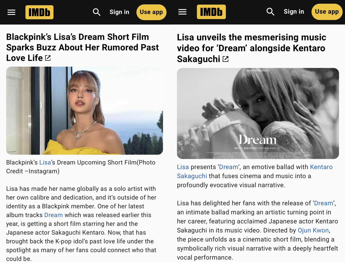 IMDb talked about #LISAxDREAM 

• LISA has made her name globally as a solo artist with her own calibre and dedication, and it’s outside of her identity as a Blackpink member.