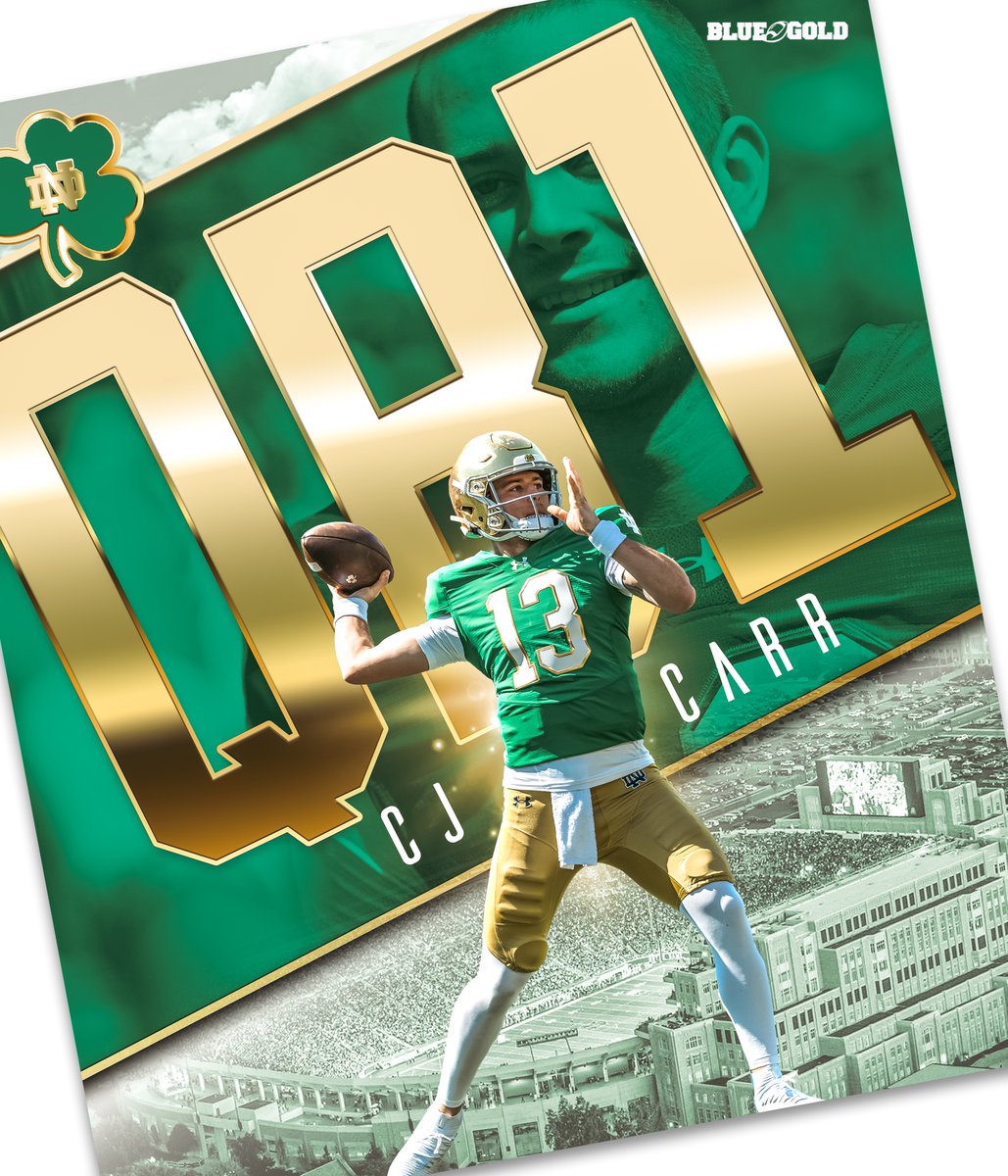 𝐁𝐑𝐄𝐀𝐊𝐈𝐍𝐆: Notre Dame has announced CJ Carr as its starting quarterback ‼️☘️

The redshirt freshman out of Saline, Mich. will lead the Irish against Miami on Aug. 31 🫡

(🎨: <a href="/dchirch/">Derek Chirch</a>)

Read: on3.com/teams/notre-da…