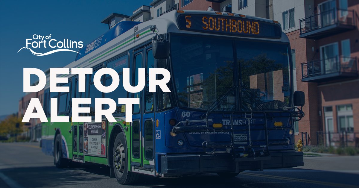 RideTransfort's tweet photo. Reminder - routes 2, 3, 31, 32 and HORN have detours this week during CSU move-in. 🐏 W. Plum Street on campus will not be used. Check https://t.co/zCOA6kniLZ for detour maps and bus schedules. https://t.co/LqLBd8f0wl