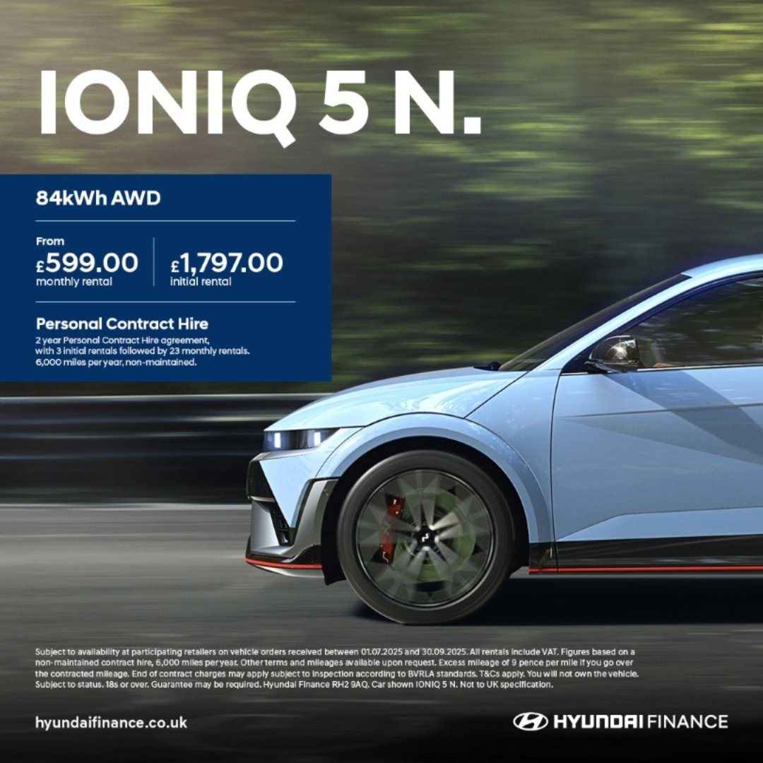 Introducing the IONIQ 5 N, the first all-electric N model designed for pure, exhilarating driving fun. Get ready to smile!
#berkeleyvalehyundai #bvmhyundai #ioniq5n
Visit
berkeleyvale.co.uk to book your test drive