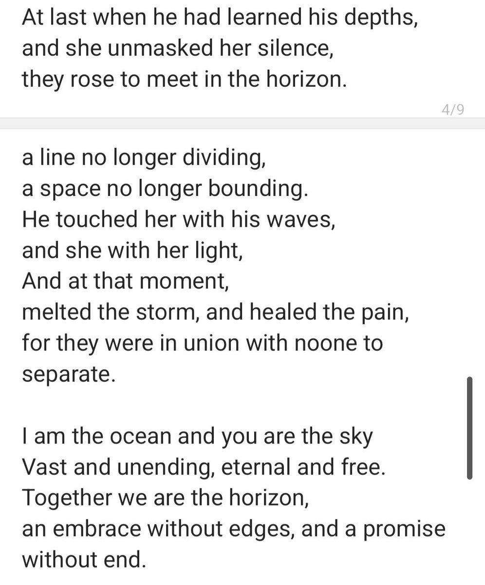 SilentEntropy08's tweet image. &quot;The Ocean and the Sky&quot;, a poem I wrote, inspired by my own journey. The first two acts reflect my past and present, the last two are what I long for in the future.

Those who know me will understand the meaning of this poem. Give it a read, thanks.