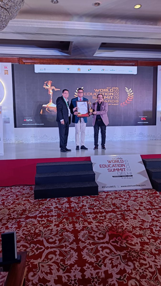 OPJUniversity's tweet photo. Honored to receive the 'Excellence in Industry-Academia Interface' Award at the Elets 33rd World Education Summit.
Heartfelt gratitude to our visionary leadership, Hon'ble Chairman Sir @MPNaveenJindal &amp; Chancellor Mam @ShalluJindal_ &amp; the tireless efforts of our faculty &amp; staff. https://t.co/ZSYm3dZV1r