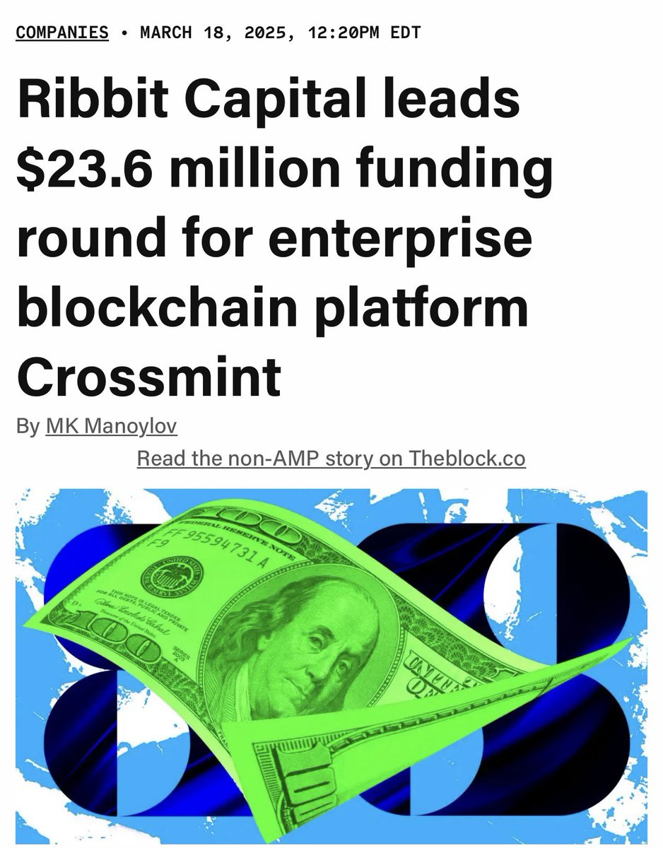 Ribbit Capital leads $23.6 million funding round for Crossmint headline from The Block