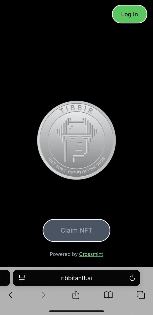 $TIBBIR NFT claim page powered by Crossmint screenshot