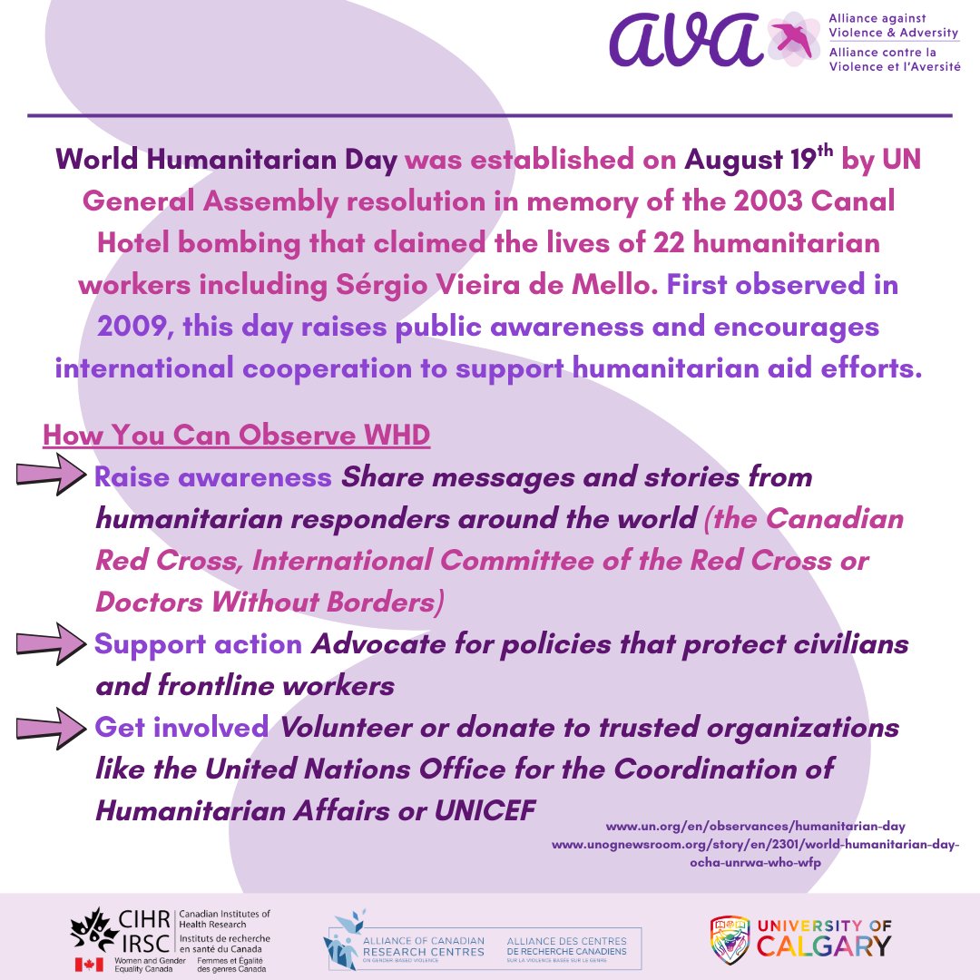 Today is World Humanitarian Day 🕊️
Observed every August 19, this day honours humanitarian workers who risk their lives to help others — and remembers the 22 lives lost in the 2003 Canal Hotel bombing in Iraq.

#AVA #WorldHumanitarianDay #HumanitarianHeroes #StandTogether