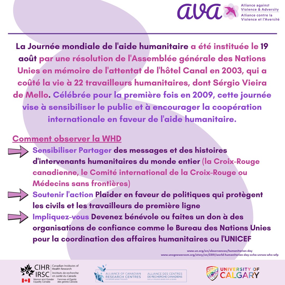 Aujourd'hui, c'est la Journée mondiale de l'aide humanitaire 🕊️
Célébrée chaque année le 19 août, cette journée rend hommage aux travailleurs humanitaires qui risquent leur vie pour aider les autres.

#AVA #JournéeMondialeDeLAideHumanitaire #HérosHumanitaires #StandTogether
