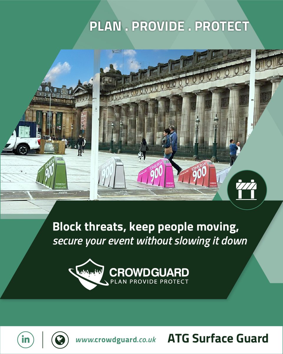 Crowdguard (@crowdguard1) on Twitter photo Product Spotlight: ATG Surface Guard - a surface-mounted HVM system that stops vehicles but keeps spaces open. Quick to deploy, pedestrian-friendly, and proven at markets, stadia & festivals. Contact: 0161 507 3434 | info@crowdguard.co.uk #Crowdguard #HVM #PublicSafety Product Spotlight: ATG Surface Guard - a surface-mounted HVM system that stops vehicles but keeps spaces open. Quick to deploy, pedestrian-friendly, and proven at markets, stadia & festivals. Contact: 0161 507 3434 | info@crowdguard.co.uk #Crowdguard #HVM #PublicSafety