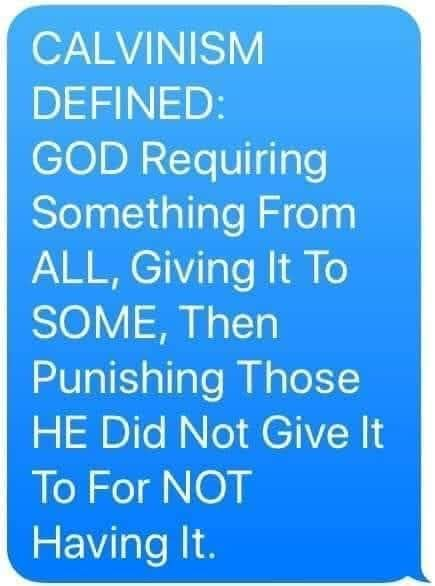 MorinRobere's tweet photo. @CodyLibolt @MarcAurelius999 A friend of mine recently posted this. I'm just trying to understand if that is a true characterization of Calvinism. Anything you can share will help. Thanks. https://t.co/F3hn6n8ZG7
