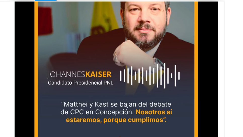 PROFETERE (@tere_laprofe73) on Twitter photo COMO CAMBIAN LAS COSAS !!
MATTHEI Y KAST SE BAJAN DEL DEBATE DE LA CPC
EN CONCEPCION !
¿ QUE PASO QUE TIENEN MIEDO DE DEBATIR CON JOHANNES KAISER ?
<a href="/evelynmatthei/">Evelyn Matthei</a>
<a href="/joseantoniokast/">José Antonio Kast Rist 👍🇨🇱</a>
LOS ENTIENDO , PARA UDS LA PALABRA EMPEÑADA
NO VALE TANTO.
#KaiserHaceLaPega COMO CAMBIAN LAS COSAS !!
MATTHEI Y KAST SE BAJAN DEL DEBATE DE LA CPC
EN CONCEPCION !
¿ QUE PASO QUE TIENEN MIEDO DE DEBATIR CON JOHANNES KAISER ?
<a href="/evelynmatthei/">Evelyn Matthei</a>
<a href="/joseantoniokast/">José Antonio Kast Rist 👍🇨🇱</a>
LOS ENTIENDO , PARA UDS LA PALABRA EMPEÑADA
NO VALE TANTO.
#KaiserHaceLaPega