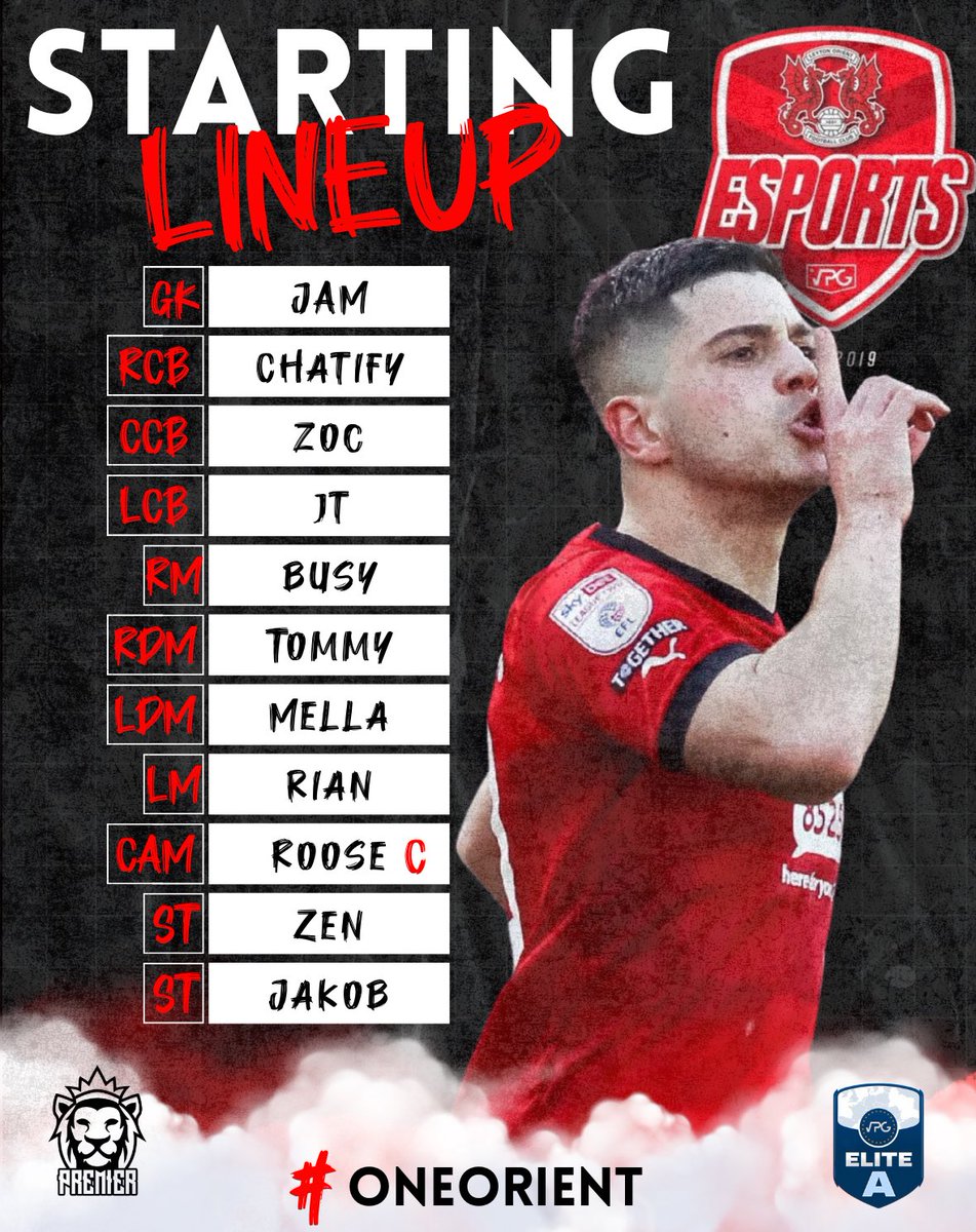 Here is our starting 11 &amp; fixtures for tonight’s games. 

• MATCH DAY 11

🏆 I <a href="/VPGUK/">VPG United Kingdom</a> PREMIER
🏆 I <a href="/VPGEurope/">Virtual Pro Gaming | Europe</a> ELITE A 

🏟️ I 🆚 I <a href="/QPReSports/">QPR eSports</a> 
🏟️ I 🆚 I <a href="/Spartans_eSpor/">Spartans eSports</a> 
🏟️ I 🆚 I <a href="/TakeCashNoParty/">Takecashnoparty</a> 
🏟️I 🆚  | <a href="/Spartans_eSpor/">Spartans eSports</a> 

<a href="/proclubs_weekly/">Pro Clubs Weekly</a> <a href="/leytonorientfc/">Leyton Orient FC</a> 

#OneOrient