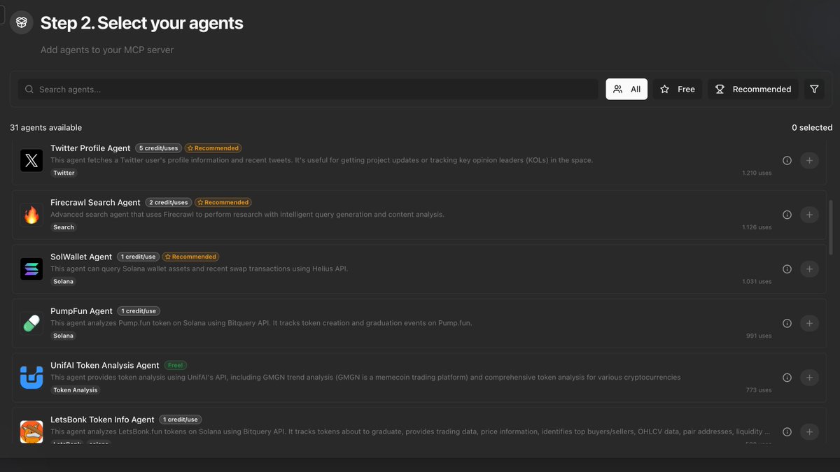 更多 Heurist 代理，包括 Twitter Profile Agent、Firecrawl Search，以及用于 Solana meme 发布的 PumpFun Agent