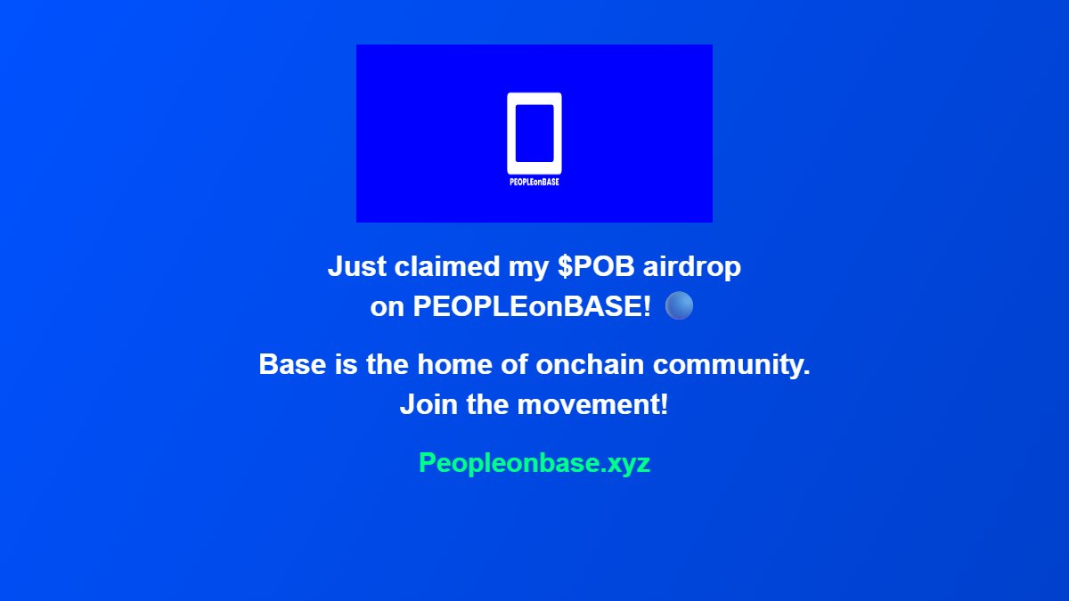 Modyys_Mo's tweet photo. Just claimed my $POB airdrop on PEOPLEonBASE! 🔵

Base is the home of onchain community. Join the movement!

https://t.co/TudyE47iZK https://t.co/SQPVB0CF6A