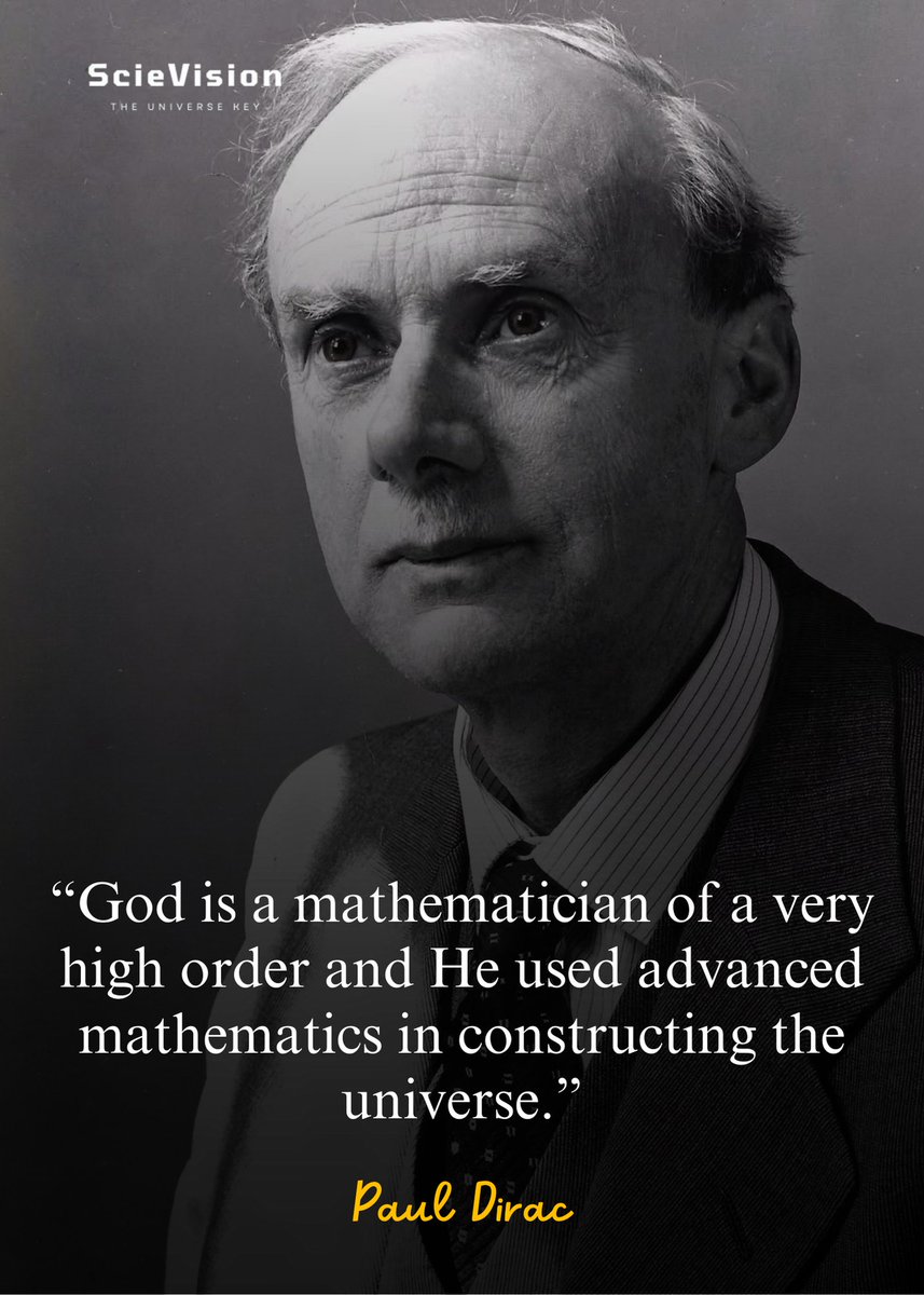 ScieVision (@scievision369) on Twitter photo “God is a mathematician of a very high order and He used advanced mathematics in constructing the universe.”
― Paul Dirac ✍️ “God is a mathematician of a very high order and He used advanced mathematics in constructing the universe.”
― Paul Dirac ✍️