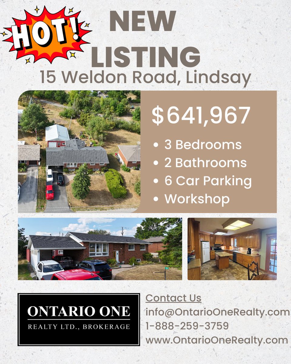 RayDickson's tweet image. 🏡 15 Weldon Rd, Lindsay
More space. More privacy. More character.
2+1 beds | 2 baths | Huge lot | Trailer-friendly | Workshop included ✨
📍 Don’t miss this one — contact Ontario One Realty Ltd. today!