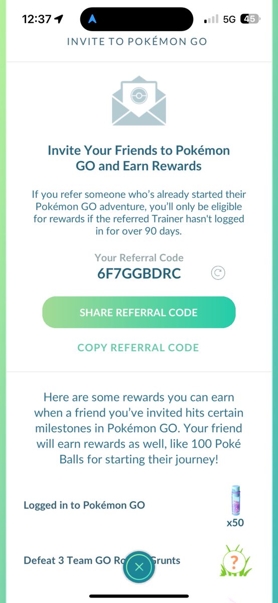 Who plays pokemon go? 6F7GGBDRC referral code. Come back &amp; use my referral code 😎