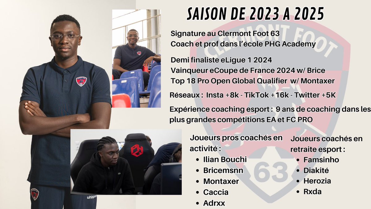 FREE AGENT

Après deux saisons au Clermont Foot, je suis officiellement free agent.

Avec près de 10 ans d’expérience dans l’esport, je recherche un nouveau club/structure en tant que coach. 

Je suis également disponible pour tout types de projets concernant FC.
