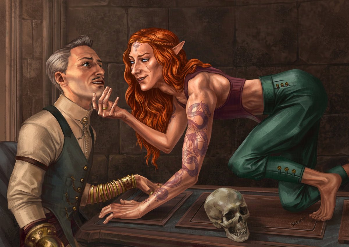 nateese_art's tweet photo. commission art for amasing
https://t.co/SJzQhDDhcY 
 (go and read fanfiction about these characters)  #emmrook #rook #emmrich #yuriel #veilguard #dragonage #emmrichxrook #dragonagetheveilguard #commissionart https://t.co/lh4qT73hSn