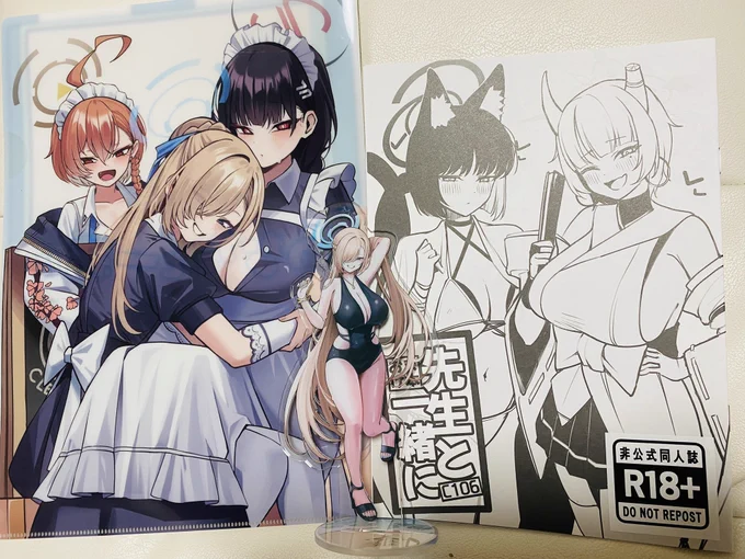 C106購入品 OA様 新刊セットを購入させていただきました。 かわいくてセクシーなイラストがとっても素敵です!アクスタは素敵な水着とロングヘアーがとても綺麗で台座も凝っていて素晴らしいです!
