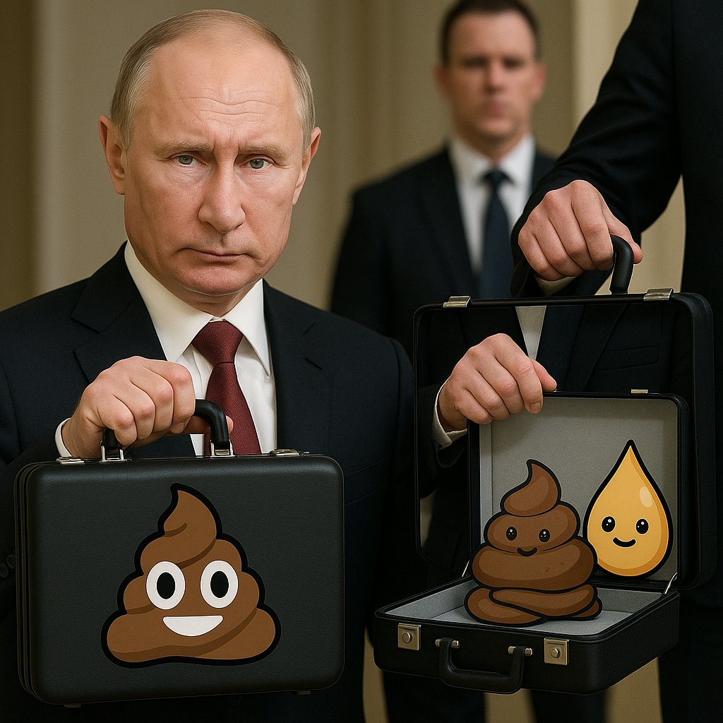 NeauraNightsong's tweet photo. Did you know that 'PooPoo' Putin has a special poo suitcase he takes with him abroad to keep his poopie poopies in so it doesn't fall into the hands of the enemies? This is so foreign countries can't use it to analyze his health. 💼💩 https://t.co/XU7XfC4b5C