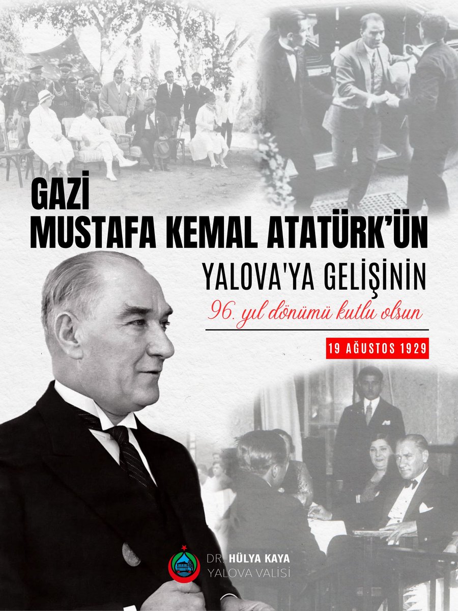 Gazi Mustafa Kemal Atatürk’ün ‘Yalova benim kentimdir’ diyerek gönül bağı kurduğu şehrimize gelişinin 96. yıl dönümü kutlu olsun.