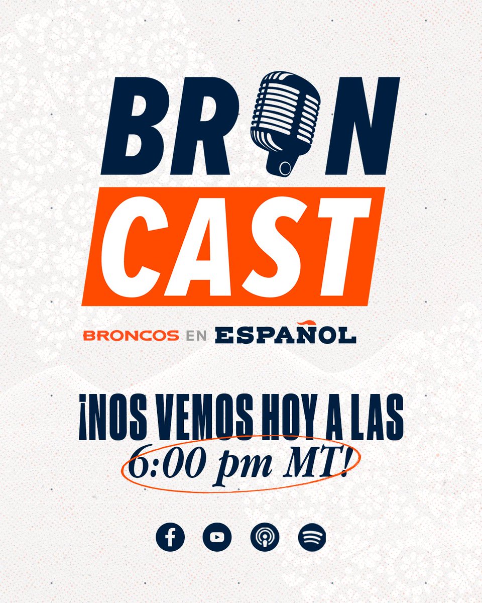 BroncosEspanol's tweet photo. ¡Día del Broncast! 🎙📆
Únete esta tarde para seguir con la mejor conversación sobre nuestra Pretemporada 2025.
¡Nos vemos a las 6 pm MT! 🫡
https://t.co/Q8tMSZJKdm
#VamosBroncos https://t.co/k8kcTOzNi0