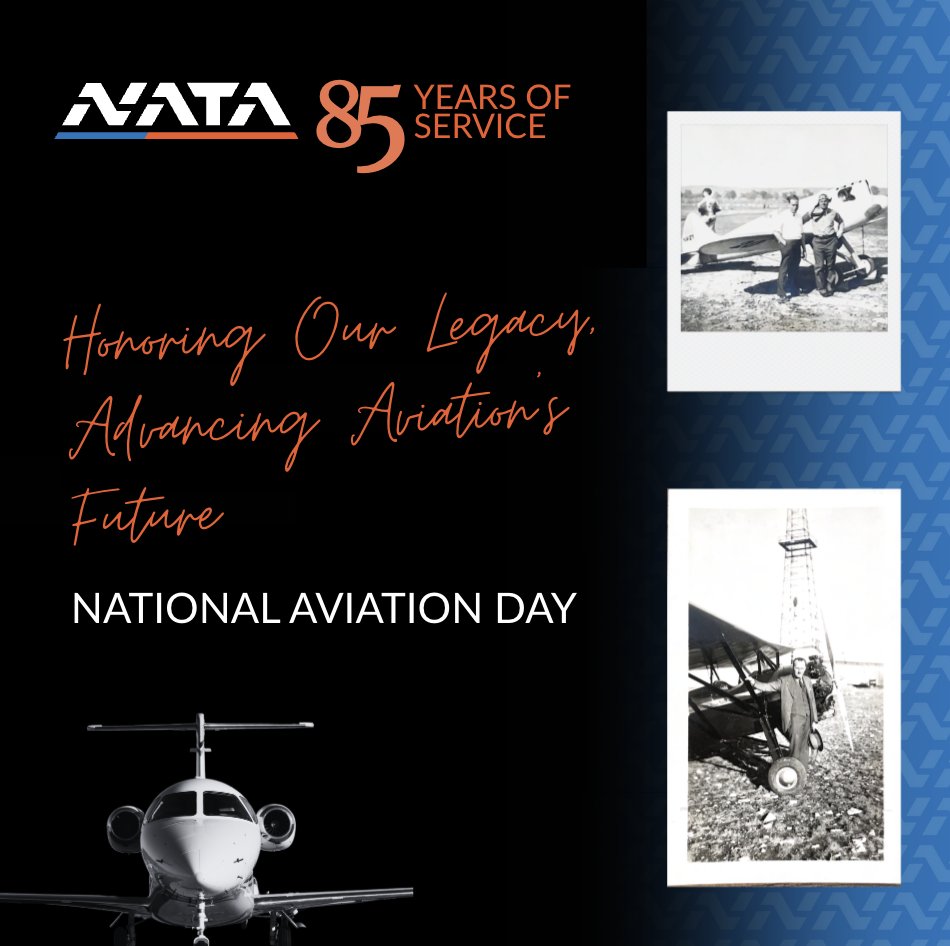 On this #NationalAviationDay, NATA proudly celebrates our industry's contributions to the advancement of aviation innovation, as well as the Association's service and member progress as a strong community over the past 85 years.

#AviationDay #bizav #industryexcellence