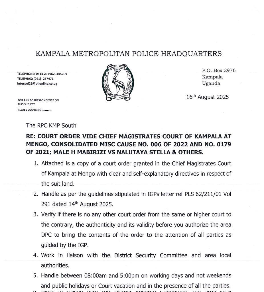 From POLICE HQs to KAMPALA METROPOLITAN POLICE, we are set to use FORCE against my step-mothers Hajjat Sarah KIZZA &amp;NALUTAAYA STELLA &amp; entire Pastor MALE group who think COURT ORDERS are decorations...