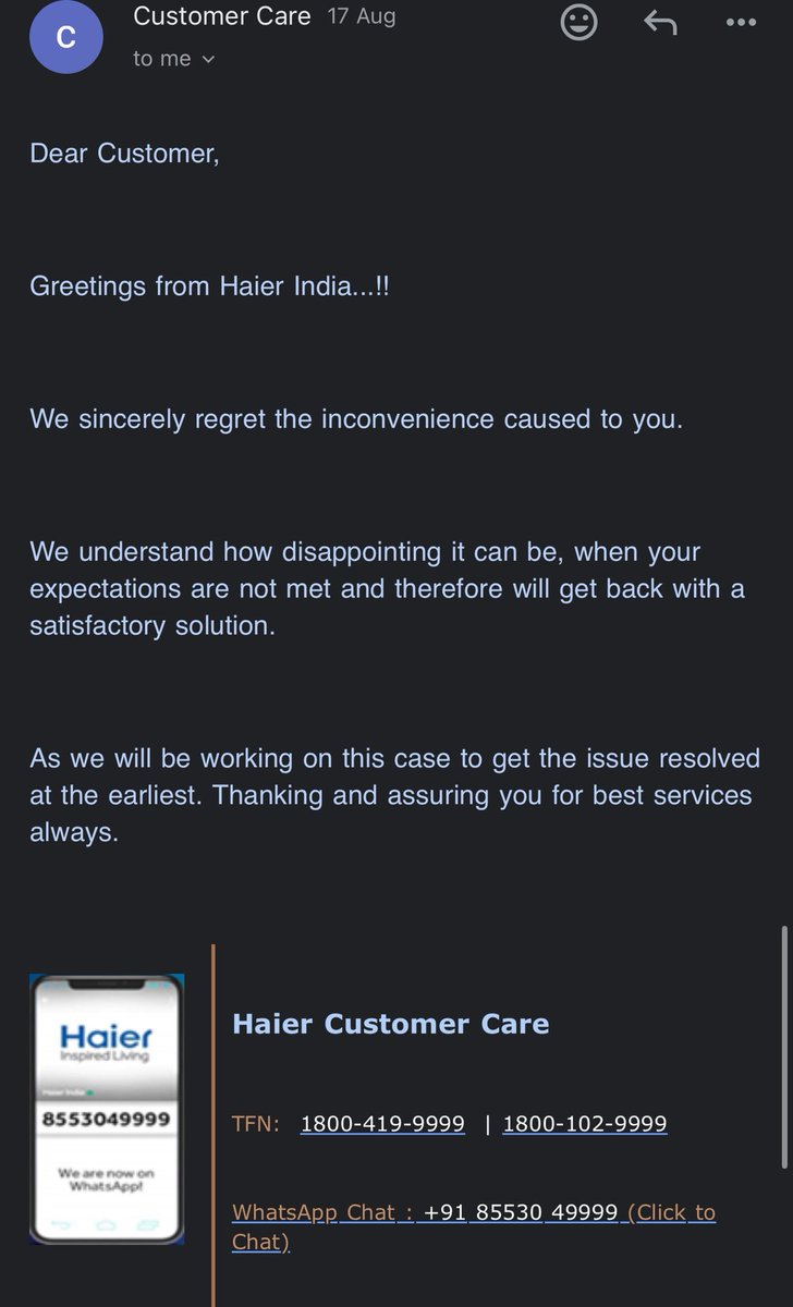 VMadhurendu's tweet photo. @IndiaHaier 1 month of purchase and a product from
Company like haier is having frozen pipe and water leakage issue. @HaierOfficial @jagograhakjago @nch1915 https://t.co/ccia1b0BZe