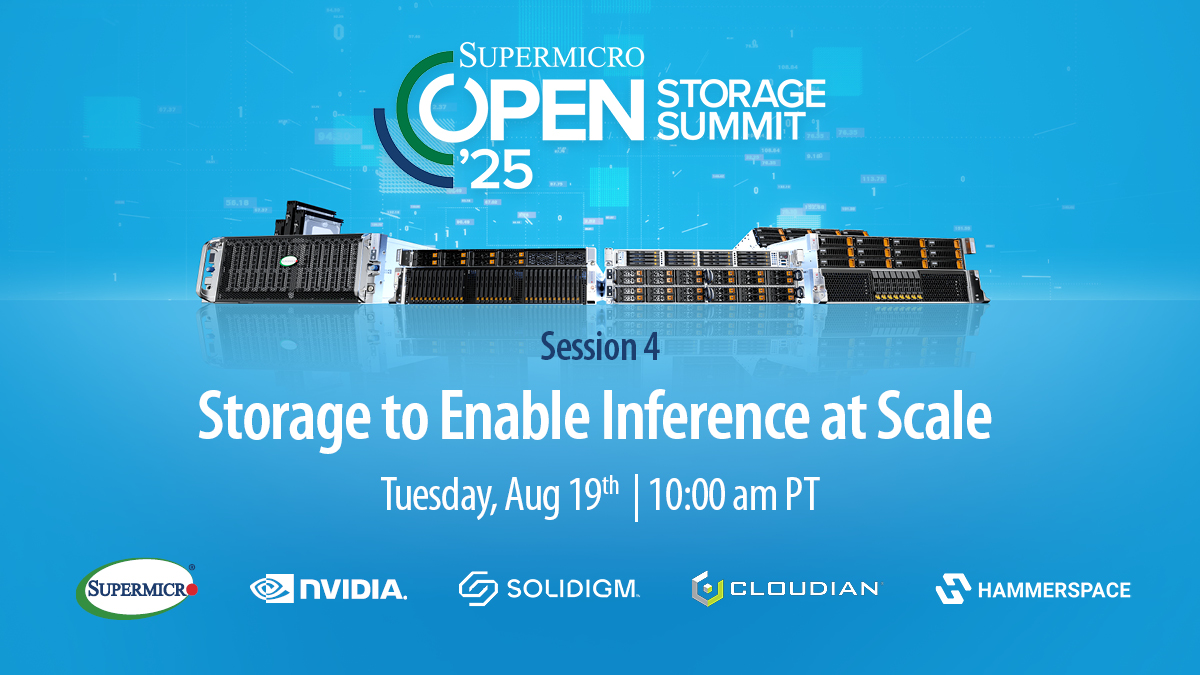 Join us for Open Storage Summit Session 4: Storage to Enable Inference at Scale.

🗣️ <a href="/nvidia/">NVIDIA</a> @Solidigm <a href="/CloudianStorage/">Cloudian</a> <a href="/Hammerspace_Inc/">Hammerspace</a>

Watch now: hubs.la/Q03Dpg7J0

#OpenStorageSummit #SupermicroStorage2025 #Supermicro