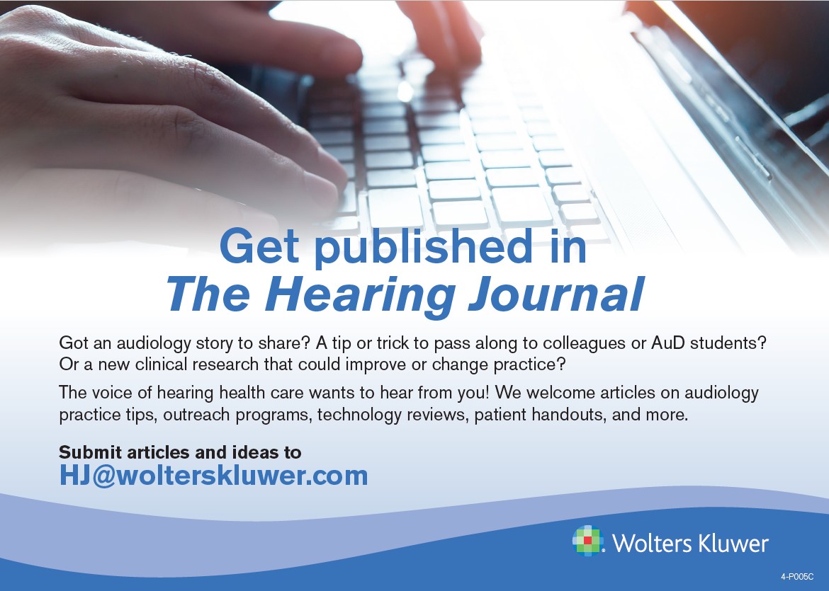The Hearing Journal (@hearingjournal) on Twitter photo Calling all #AuDpeeps! Do you have a compelling case study, research insight, or fresh perspective on hearing care? The Hearing Journal wants to hear from you! Pitch your ideas or submit articles to HJ@wolterskluwer.com. 👂 #Audiology #HearingHealth
ow.ly/cGGj50WIi6F Calling all #AuDpeeps! Do you have a compelling case study, research insight, or fresh perspective on hearing care? The Hearing Journal wants to hear from you! Pitch your ideas or submit articles to HJ@wolterskluwer.com. 👂 #Audiology #HearingHealth
ow.ly/cGGj50WIi6F