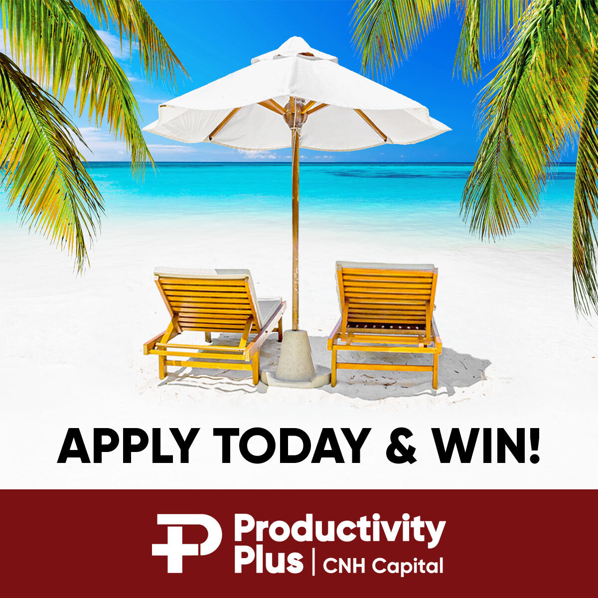 Sun, sand, and serious savings. Open a Productivity Plus line of credit, and you could win a $4,000 Apple Vacations getaway. Flexibility for your business. Paradise for you. For more information: cnhcapital.com/en_us/financin…