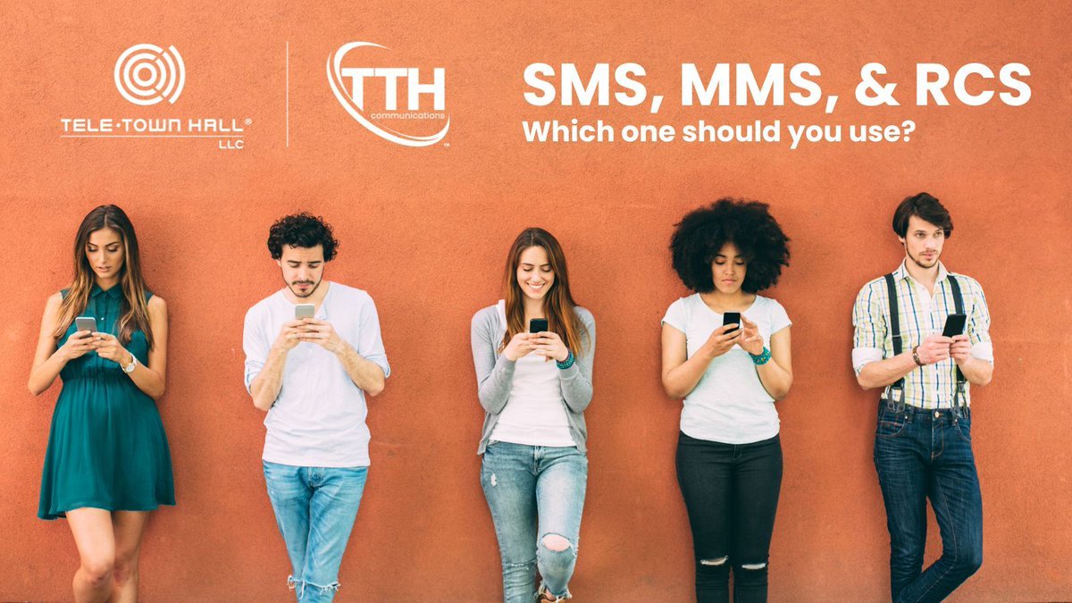 Not sure when to use SMS, MMS, or RCS? 📲
#TTH makes texting simple—with HD video, multilingual messages, traceable links &amp; more.

✅ Peer-to-Peer
✅ Text-to-Action
✅ Synchronized Text

Learn more: teletownhall.com/products-servi…

#SMS #TextMarketing #CustomerEngagement #BusinessComms