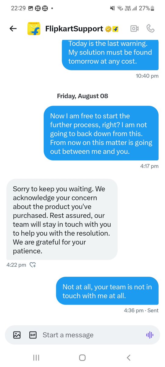 Ashutosh Anand (@ashutoshanandbr) on Twitter photo Requesting your urgent attention on this
<a href="/jagograhakjago/">Consumer Affairs</a> <a href="/DoC_GoI/">Dept of Commerce, GoI</a>
I want to bring to your notice the highly unprofessional, irresponsible, and unethical conduct of <a href="/Flipkart/">Flipkart</a>. The company has been consistently harassing me as a customer, manipulating return policies, and cheating Requesting your urgent attention on this
<a href="/jagograhakjago/">Consumer Affairs</a> <a href="/DoC_GoI/">Dept of Commerce, GoI</a>
I want to bring to your notice the highly unprofessional, irresponsible, and unethical conduct of <a href="/Flipkart/">Flipkart</a>. The company has been consistently harassing me as a customer, manipulating return policies, and cheating