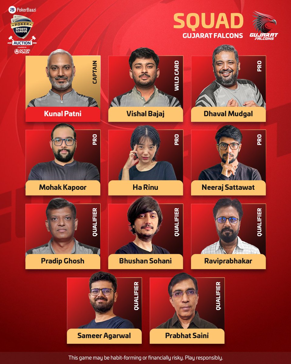 PSLofficial_X's tweet photo. Presenting the official squads of all 8 teams for the PokerBaazi Poker Sports League Season 7, powered by Octopi! 🃏

#PokerSportsLeague #PSL #MindSport #PSLSeason7 #PSL7 #PSLNahiKhelaTohKyaKhela #PokerIsASport #SkillGame #PokerBattleground #PokerBaazi #YouHoldTheCards https://t.co/3mIwu2uEhw