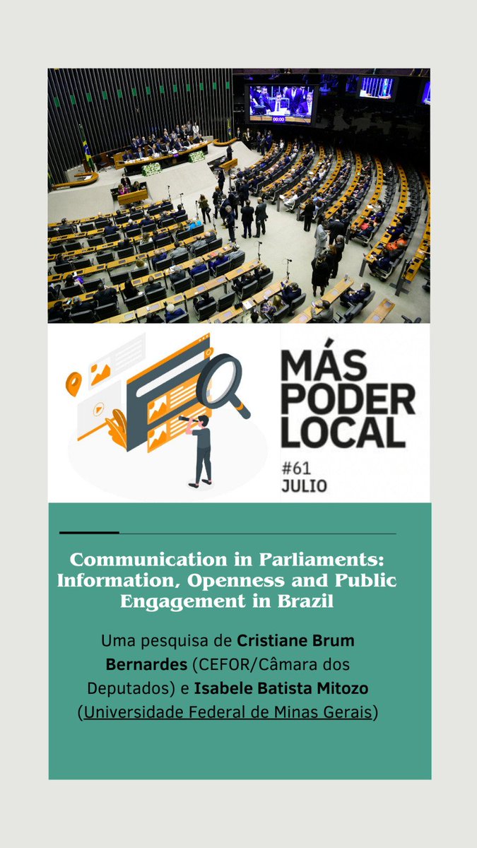 Más Poder Local (@maspoderlocal) on Twitter photo 👉🏻"Communication in Parliaments: Information, Openness and Public Engagement in Brazil".
Uma pesquisa de <a href="/CrisBBernardes/">Cristiane Bernardes</a> e Isabele Batista Mitozo.
🔗Disponível em DOI: doi.org/10.56151/maspo… 👉🏻"Communication in Parliaments: Information, Openness and Public Engagement in Brazil".
Uma pesquisa de <a href="/CrisBBernardes/">Cristiane Bernardes</a> e Isabele Batista Mitozo.
🔗Disponível em DOI: doi.org/10.56151/maspo…