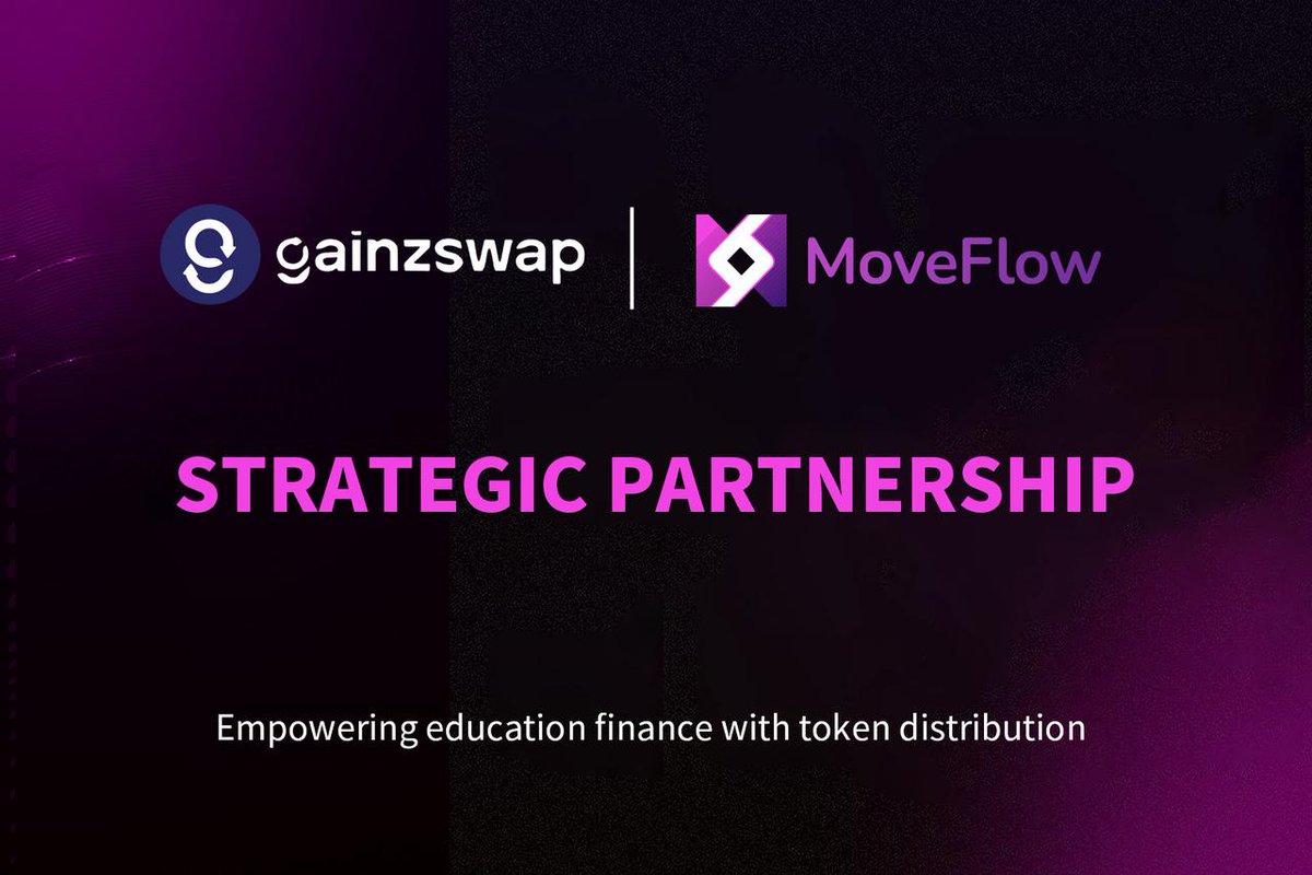 Pumped to team up with <a href="/GainzSwap/">GainzSwap</a>  🚀

As the community-driven DEX built for sustained liquidity on <a href="/educhain_xyz/">EDU Chain</a> , GainzSwap is creating a vibrant market for the EDU ecosystem.

With MoveFlow, GainzSwap will launch on-chain airdrops &amp; rewards distribution — delivering tokens to