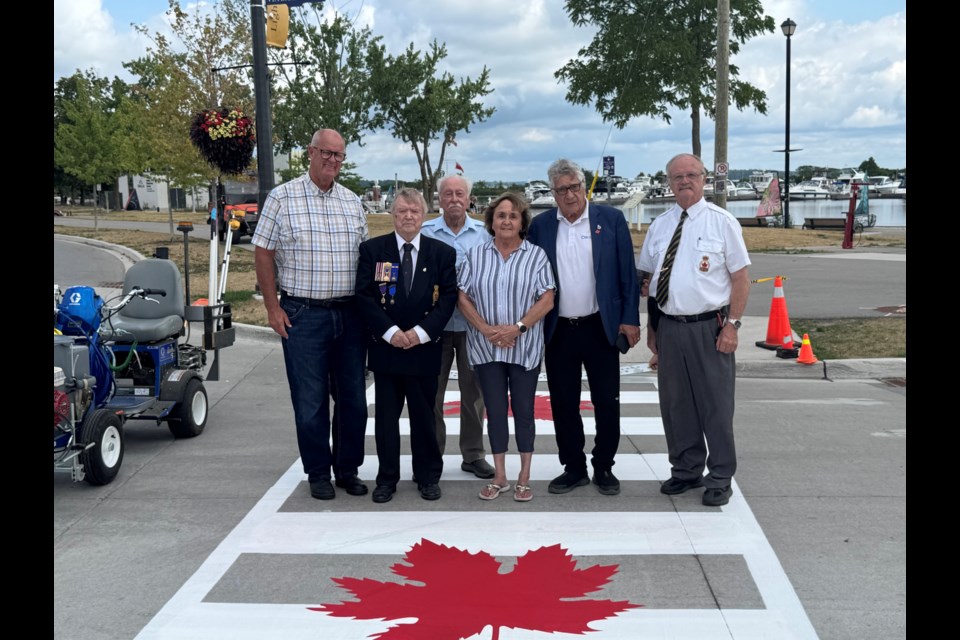 RoyalCdnLegion's tweet image. Orillia honours veterans with new crosswalk near Legion.

A new veterans’ crosswalk has been painted on the road outside the Royal Canadian Legion Branch 34 in Orillia, serving as a year-round symbol of respect for those who have served and continue to serve.

For Orillia…