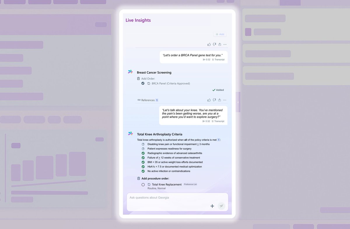 HeyEpic's tweet image. Art is an active assistant during the visit, helping doctors focus on the patient.

It’s able to answer questions on the fly, give real-time insights, and take actions like queueing up orders and verifying prior authorization requirements.