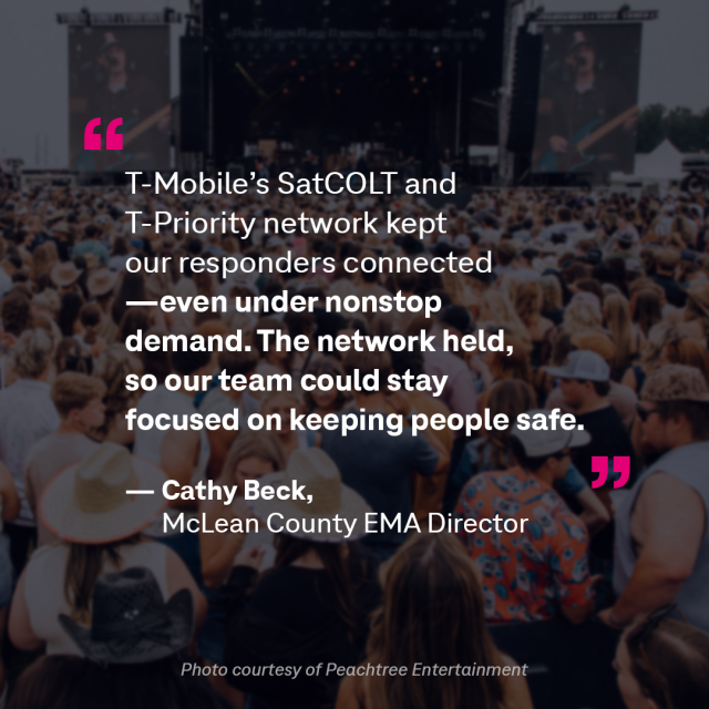 tsheshraj's tweet photo. 4 days. Peak traffic. Steady comms. McLean County used T-Priority + SatCOLT to keep responders connected at a packed festival. Supporting agencies under pressure isn’t new for us. What’s your plan for comms when events scale?🔗 https://t.co/z2i5VXxsS4 https://t.co/ddzFQn9Jl1