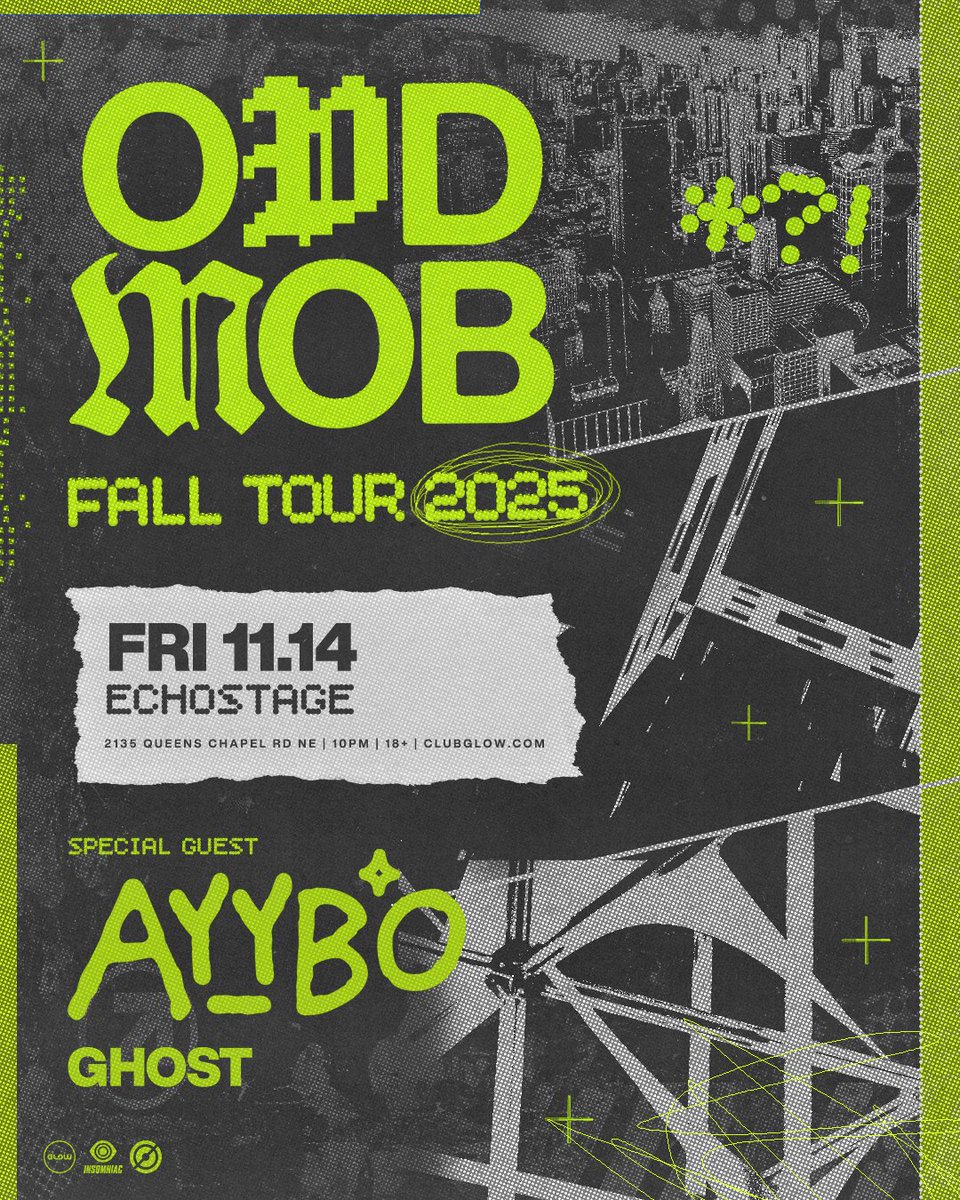 echostage's tweet photo. This is a big one - @AYYBOmusic joins as special guest for @ODD_MOB ’s headline debut at Echostage on Friday, 11/14, with additional support from @Ghost703_. 

You won’t want to miss this, lock in tickets at https://t.co/7vP82i4Dhb

To book a table, email tables@echostage.com. https://t.co/tpPlNhzAXP