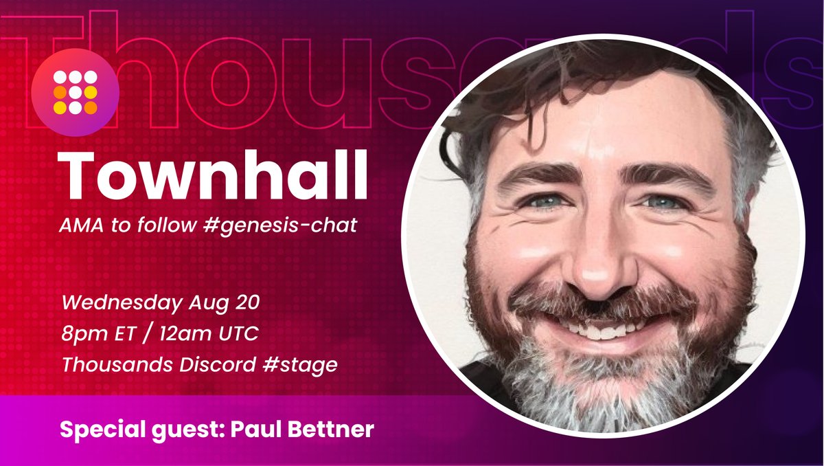 WILDCARD (@playwildcard) on Twitter photo Townhall is tomorrow!📣
Join <a href="/paulbettner/">WildPaul - BEAST MODE</a> as he shares about:
• Wildpaper 3.0
• Meta Oracle V1
• What's upcoming for Thousands
AMA right after the townhall.
See you there! 👋 Townhall is tomorrow!📣
Join <a href="/paulbettner/">WildPaul - BEAST MODE</a> as he shares about:
• Wildpaper 3.0
• Meta Oracle V1
• What's upcoming for Thousands
AMA right after the townhall.
See you there! 👋